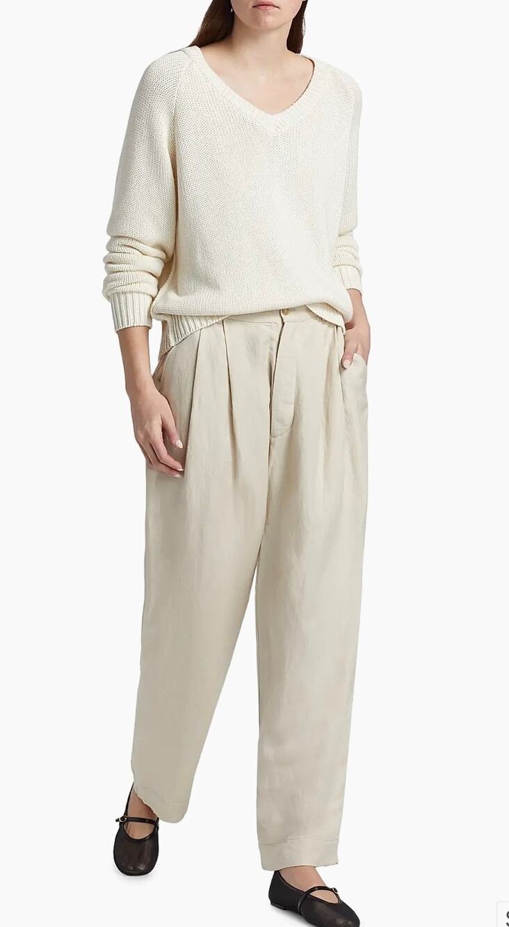 Jamie Haller The Big Pleat Linen Blend Trousers Stone Beige Pants 0 Work